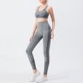 thumbnail image 2 of Bibifish Womens 2 Pc Sports Sets Black Racerback Crop Tops & Leggings Breathable Quick Dry Yoga Fitness Daily Cute Yoga Sports Sets, 2 of 4