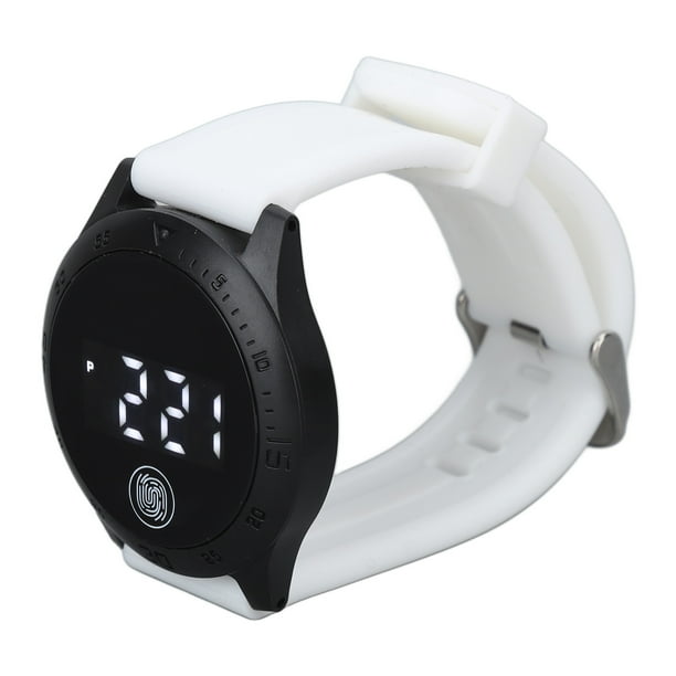 Digital Watch LED Digital Watch Clear Number For Men Black Shell White Belt