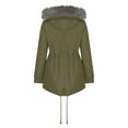 thumbnail image 4 of Lovskoo Women's Winter Coat Warm Parka Jacket Anoraks Hooded Fleeced Lined Faux Fur Mid Length Thick Warm Casual Comfortable Cotton Jacket Olive Green, 4 of 6