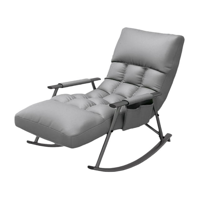 DOLITY Rocking Chair Adjustable Backrest Casual Armchair for Bedroom Camping Office Dark Gray