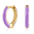 thumbnail image 4 of Gold Plated Fancy Purple Enamel Huggie Hoop Earrings for Women, 4 of 5