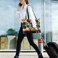 thumbnail image 5 of FORMRS Canvas Laptop Tote Bag for Women with 15.6" Computer Compartments Shoulder Handbag, Black Clover Pattern, 5 of 7