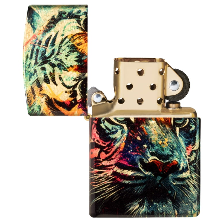 Zippo Painted Tiger Design 540 Tumbled Brass Pocket Lighter