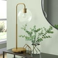 thumbnail image 2 of Evelyn&Zoe Harrison 27" Tall Arc Table Lamp with Glass Shade, Brass/Clear, 2 of 7