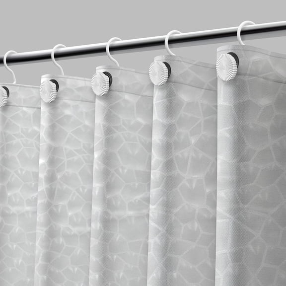 Acento 8-Gauge, 72" x 72" Black Large Metal Grommets Weighed Magnetic Hem PEVA Shower Liner in Frosted Black