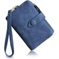 thumbnail image 1 of GHSDFBB Womens Small Bifold Leather Wallets RFID Ladies Wristlet with Card Slots id Window Zipper Coin Purse (Blue), 1 of 7