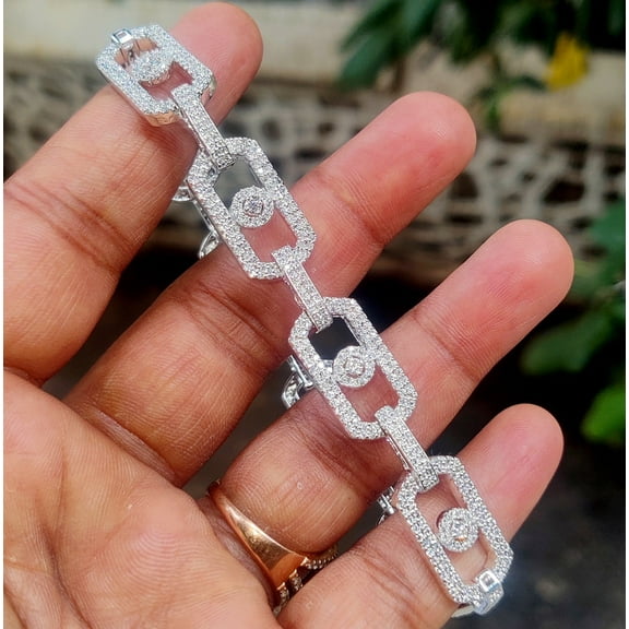 Aishvi Jewels 10CT Round Cut Simulated Diamond Men's Tennis Bracelet 14K White Gold Plated 7.5" 925 Silver