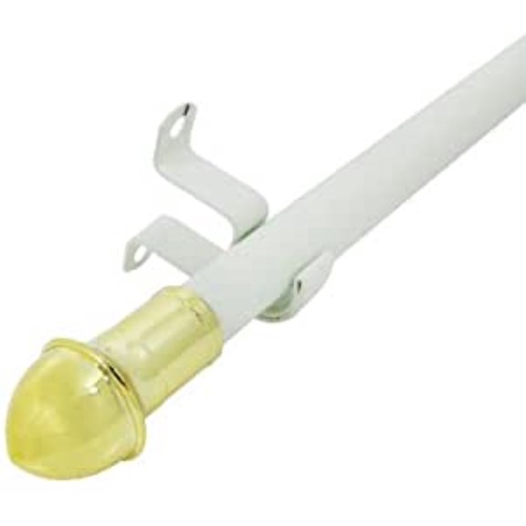 Graber 7/16-Inch Round Cafe Curtain Rod for windows 84 to 120 Inches (Adjustable Width, White w/ Brass Ends) by Spring Window Fashions