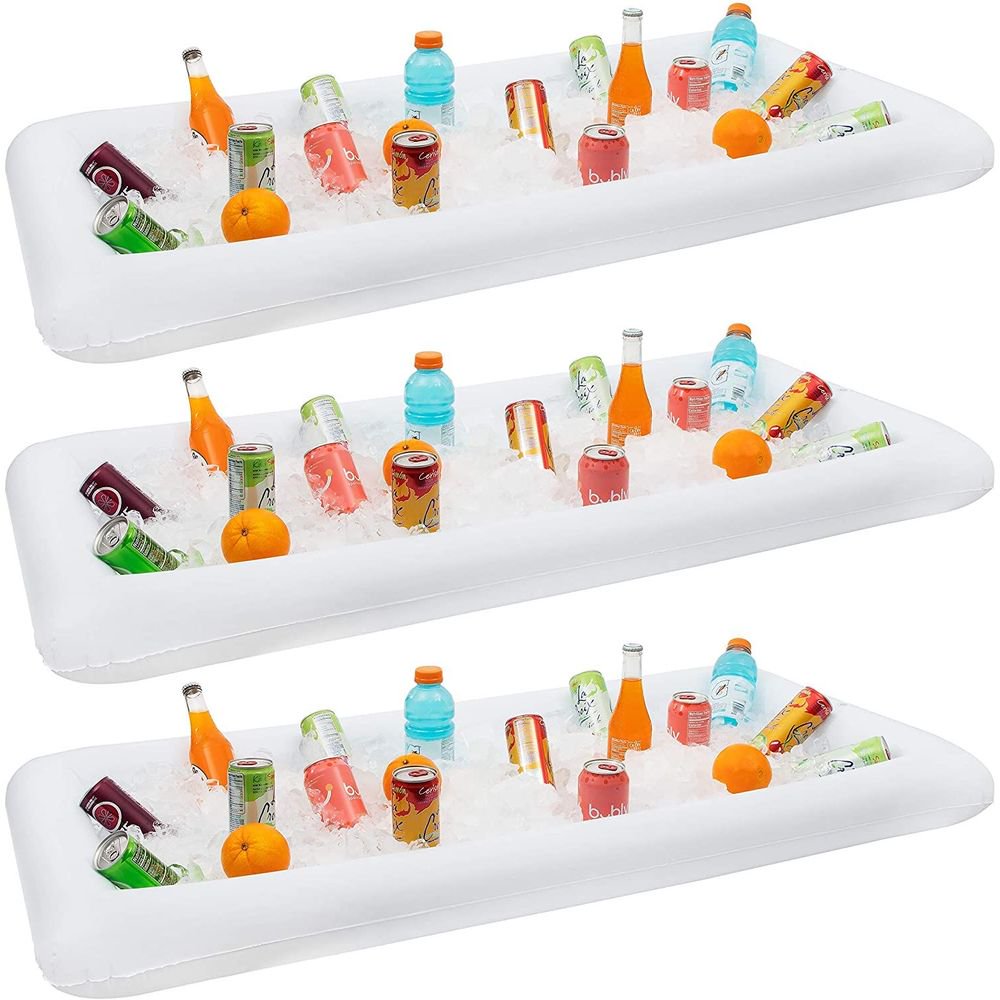 3 Packs Inflatable Buffet Cooler Serving Bar for Pool Party, Waterproof