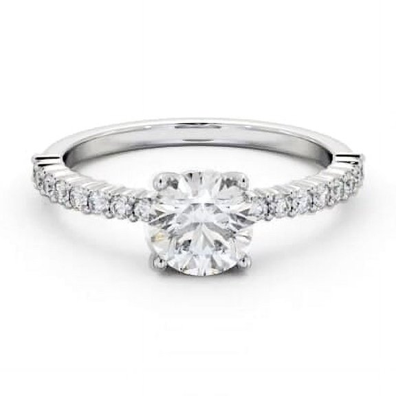 Dash Jewel 1.4 Ct Round Cut Lab Created Diamond Engagement Ring  Distinct Solitaire Style with Prong Mount  14K White Gold Plated Ring  Memorable Gift for Women