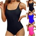 thumbnail image 3 of ZQUUVOU Women's One Piece Swimsuit Adjustable Strap Solid Color Deep Back Tummy Control Bathing Suit Fitting Bikini Blue, 3 of 3