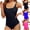 Blue, variant on Women's Solid Color Adjustable Spaghetti Strap Backless Slim Fitting One Piece Bathing Suits Modest Swimwear