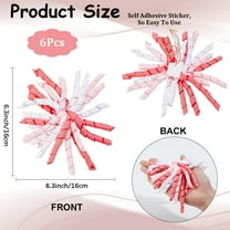 6Pcs 6" Pink Grosgrain Curly Ribbon Bow for Wrapping Burst Twist Tie Self Adhesive Gift Stick on Bows for Basket Wedding Birthday Party Favor Christmas Thanksgiving Day Holiday Decoration