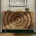 thumbnail image 6 of Farmhouse 4-Door Storage Cabinet, Accent Sideboard Buffet Cabinet with Circle Pattern and Radioactive Wood Lines, Brown, 6 of 7