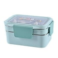 thumbnail image 2 of jifeng Boîte Bento Multifonctionnelle en Acier Inoxydable à 2 Couches, 2 Compartiments Grande Capacité Bleu, 2 of 9