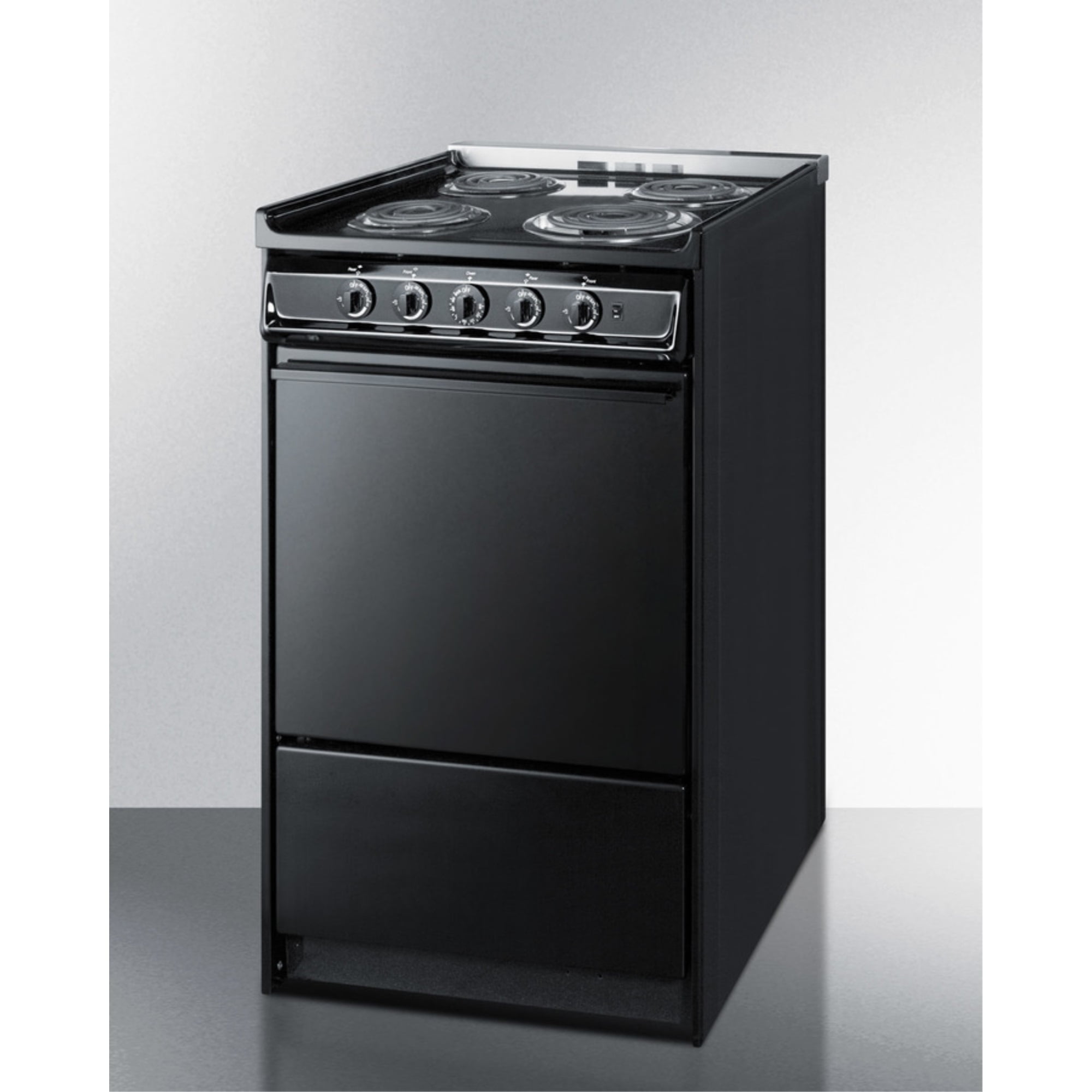 20" wide slide-in style electric coil range in black
