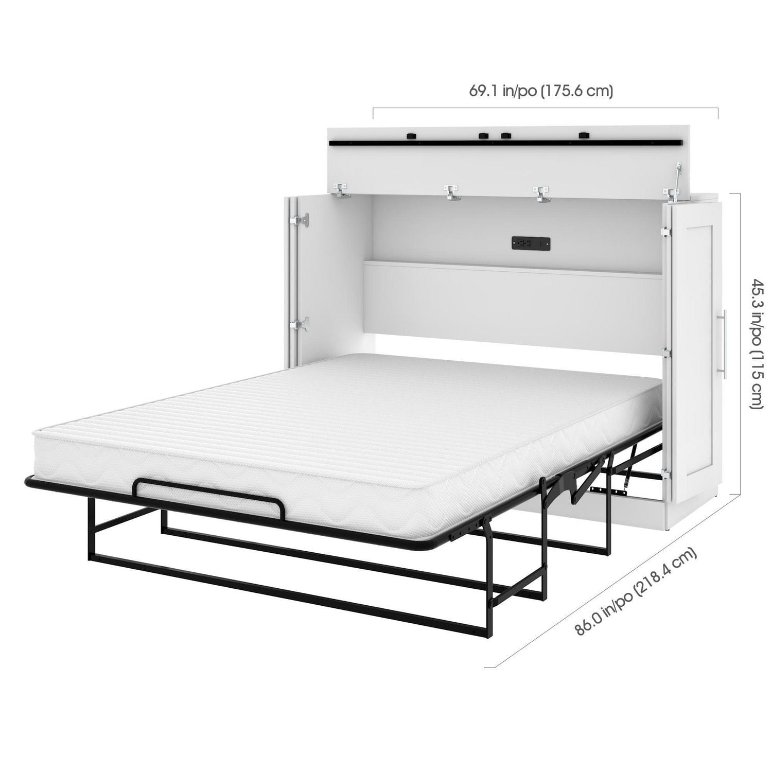 Pur by Bestar Full Cabinet Bed with Mattress in Bark Gray