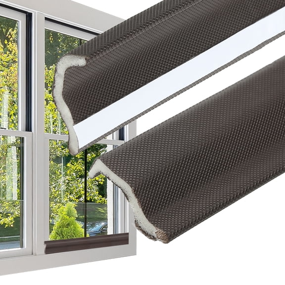 REGALWOVEN 16 Feet Kerf Weather Stripping Door Seal Self Adhesive PU Foam Weather Strip Brown