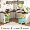 thumbnail image 2 of 69" Farmhouse L Shaped Executive Desk with File Cabinet & 3 Drawers, Large Rustic Computer Corner Desk with Charging Station, Storage File Drawer for Home Office, Workstation, 2 of 10