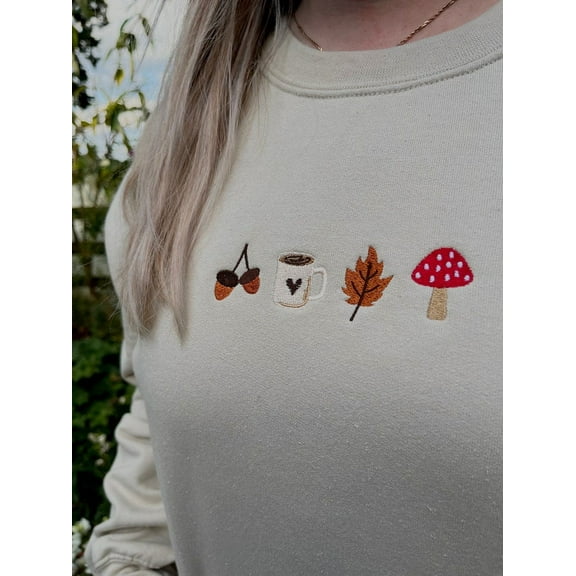 Cozy Autumn Embroidered Sweatshirt