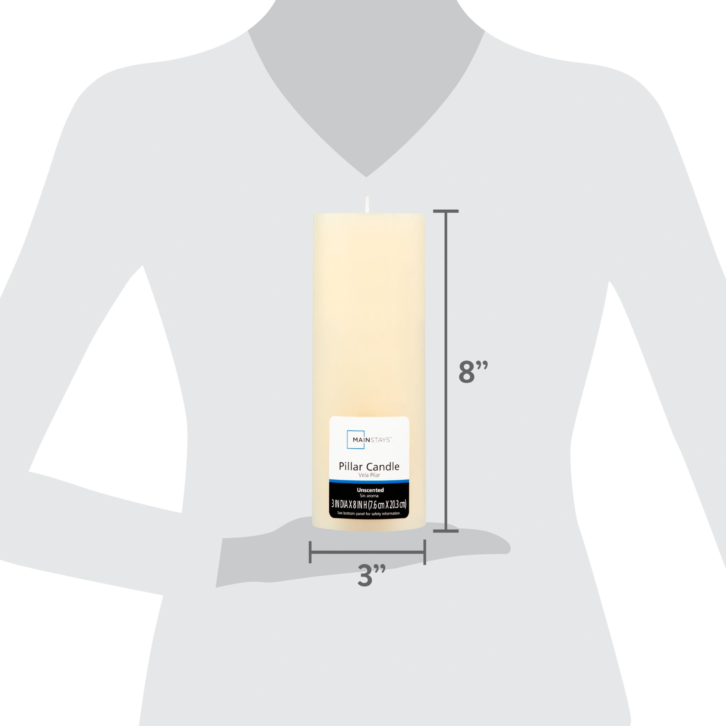 (2 pack) Mainstays Unscented Pillar Candle, 3x8 inches, Ivory