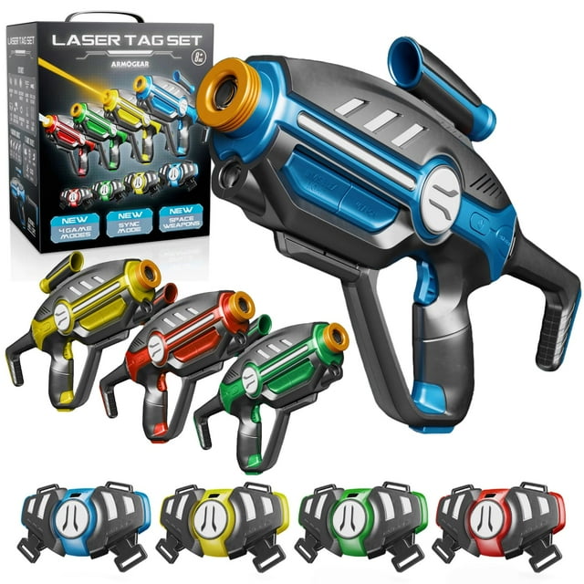 Set Laser Tag ArmoGear para 4 lanzadores y 4 sensores de chaleco para niños mayores de 8 años