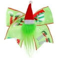thumbnail image 1 of Christmas Bow Decoration With Santa Hat Green Festive Hanging Ornament For Tree Wreath Or Gift Wrapping, 1 of 8