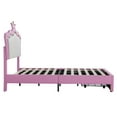thumbnail image 6 of Bellemave Twin Size Upholstered LED Bed with Storage Drawer, Princess Platform Bed with Crown Headboard, Pink Cute Girls Twin Beds with Wooden Slats Support, No Box Spring Needed-Pink, 6 of 12