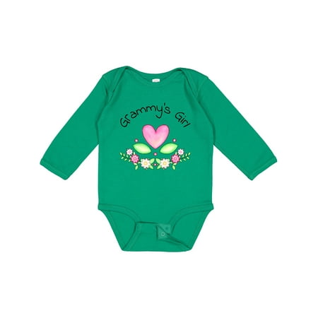 

Inktastic Grammy s Girl- Heart Flowers Gift Baby Girl Long Sleeve Bodysuit