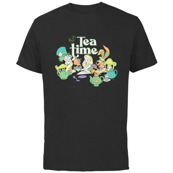 Disney Alice in Wonderland It’s Always Tea Time Vintage - Short Sleeve Cotton T-Shirt for Adults - Customized-Navy