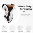 thumbnail image 4 of Saiise Grenouillère à Manches Courtes pour Femmes à Motif de Fantômes et Citrouilles d'Halloween, Pyjama à Col Rond, Justaucorps Extensible avec Fermeture à Boutons-Pression - X-Grand, 4 of 7