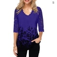 thumbnail image 4 of Jumpingount Blusa Camiseta Manga 3/4 Cuello Estampado Encaje Mujer Blusa Verano Top Prendas para la parte del cuerpo Azul S Jumpingount AP002096-33, 4 of 5