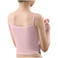 thumbnail image 4 of Clean Sports Bras for Girls Athletic Training Tank Tops Cotton Rib Stripe Cami Sleeveless Racerback Crop Tops Lightweight Suitable Bra for Kids Teens 8-12Y, 4 of 6