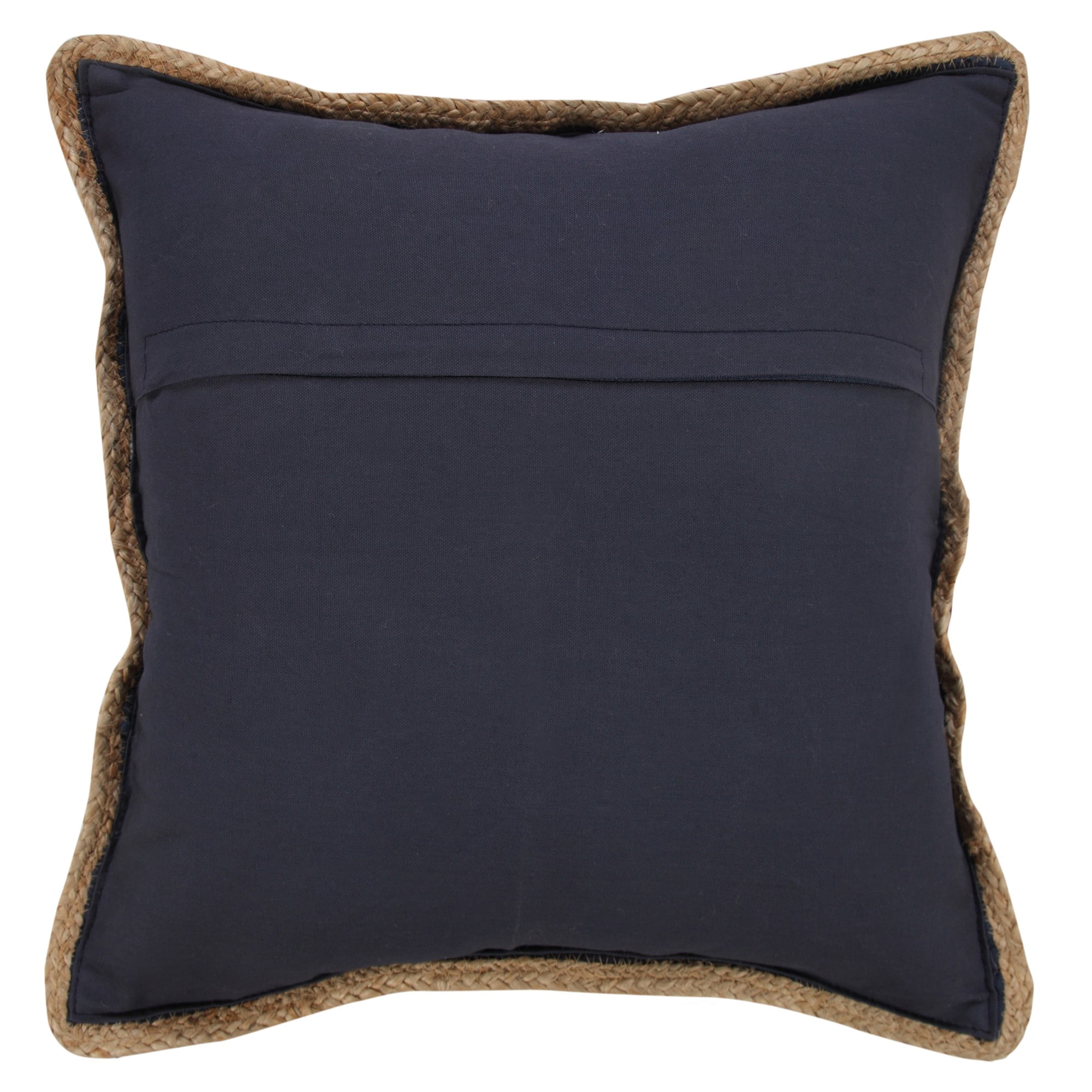 Laddha Home Designs Handwoven Flanged Border Striped Cotton Throw Pillow Cover - 20" - Blue and
