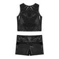 thumbnail image 4 of iEFiEL Kids Girls 2-Piece Activewear Modern Dance Sports Outfit Racer Back Vest Tops with Shorts Gym Suit Black 10, 4 of 7