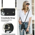 thumbnail image 5 of for iPhone 13 Mini Case Wallet with Strap for Women,Crossbody Lanyard and Wristlet Strap,Zipper Pocket,Credit Card Holder,Ring Stand,RFID Blocking Phone Wallet Cases(5.4 inch,Black), 5 of 9