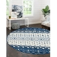 thumbnail image 3 of Rugs.com Moroccan Trellis Collection Rug – 5 Ft Round Ivory Navy Blue Medium Rug Perfect For Kitchens, Dining Rooms, 3 of 9