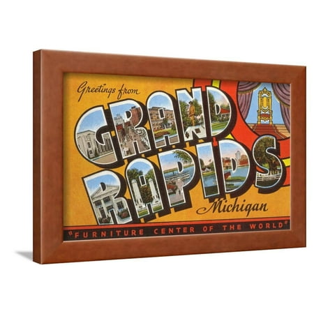 Furniture Stores In Grand Rapids Greetings from Grand Rapids, Michigan, Furniture Center of the World Framed Print Wall Art ()
