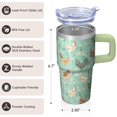 thumbnail image 3 of 20oz Chicken Pattern Tumbler with Handle Fun Birthday Christmas Gift for Chicken Lovers Women Men Insulated Travel Mug Fits Car Cup Holders Comfortable Grip Easy to Carry Errands Commutes, 3 of 6