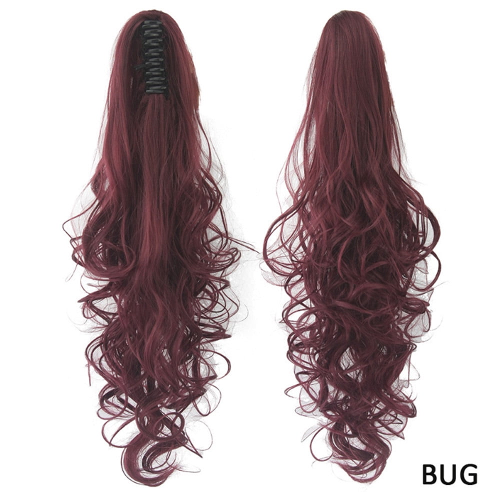16'' Straight Pony Tail Claw Clip Wig Accessory Burgundy Red Clip Only NEW 