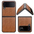 thumbnail image 4 of Elegant Choise Phone Case for Samsung Galaxy Z Flip 4 5G Leather Hybrid Hard Shockproof Cover, Brown, 4 of 14