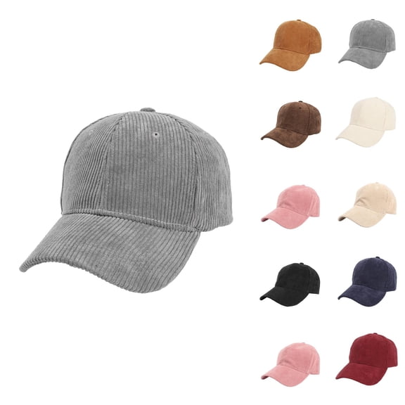 Corduroy Baseball Cap Curved Brim Adjustable Baseball Hat for Women Men
