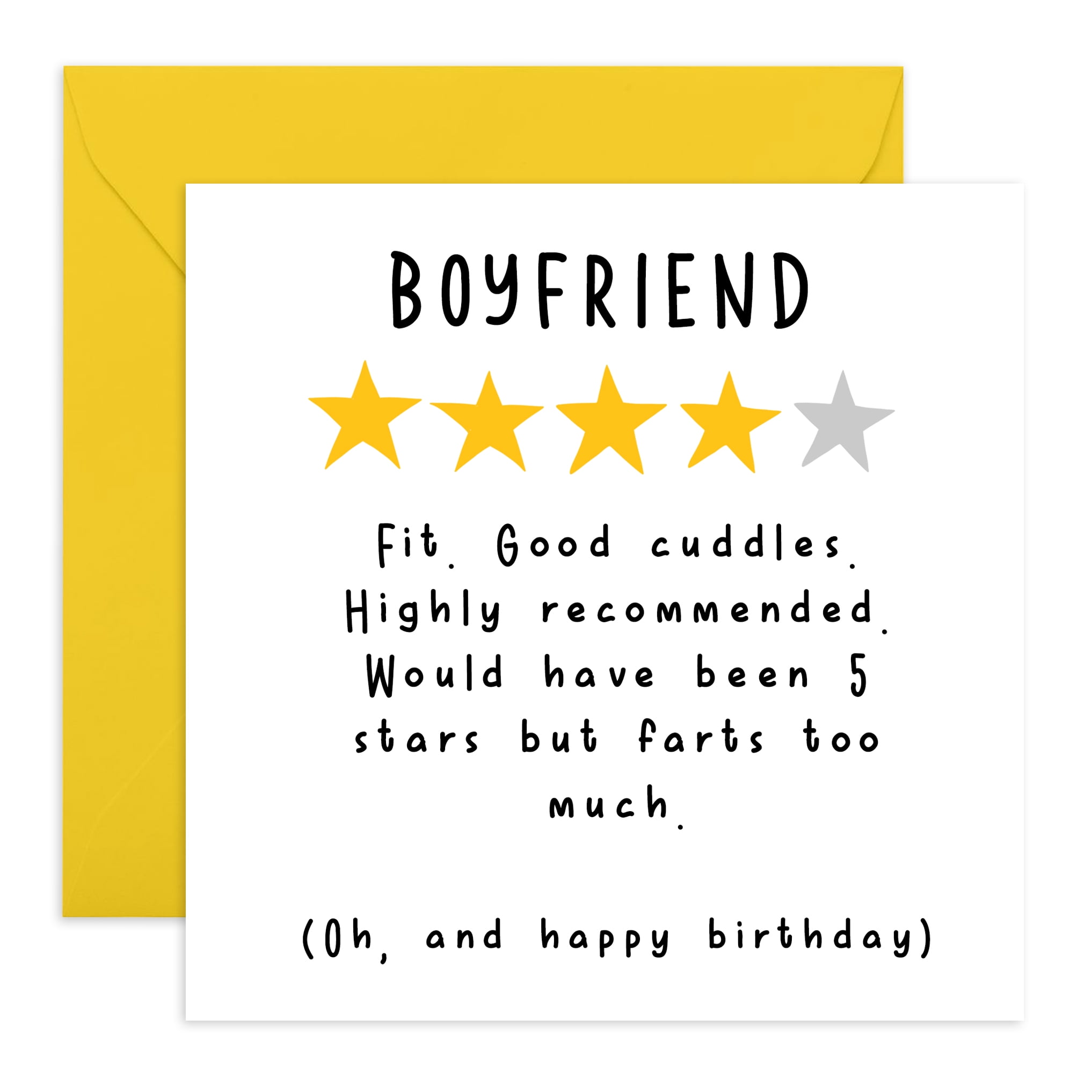 Boyfriend Birthday Card - 'Boyfriend Review' - Thank You Card For Men -  Funny Birthday Cards For Him - Gift From Girlfriend - Comes With Fun  Stickers - By Central 23 - Walmart.com
