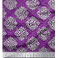 thumbnail image 1 of Soimoi Poly Georgette Fabric Damask,Leaves & Floral Block Printed Fabric 1 Yard 42 Inch Wide, 1 of 3