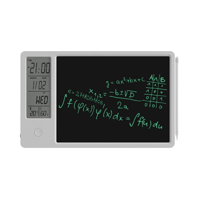 Work Desk for Home Office 10Inch Calendar Temperature and Humidity Lcd Writing Tablet Intelligent Home Memo Desktop Office Electronic Calendar Memo with Alarm Clock Function