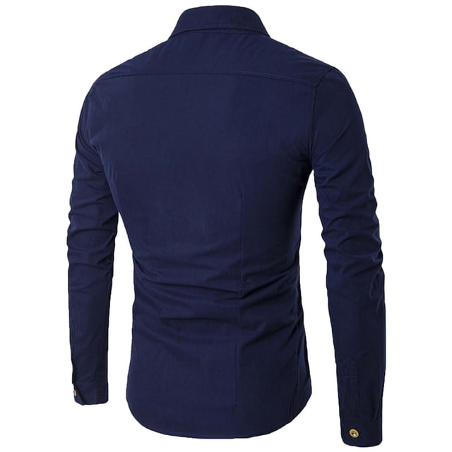 Camisa de blusa superior de manga larga ajustada informal con personalidad a la moda para hombre Pompotops oipoqjl27337