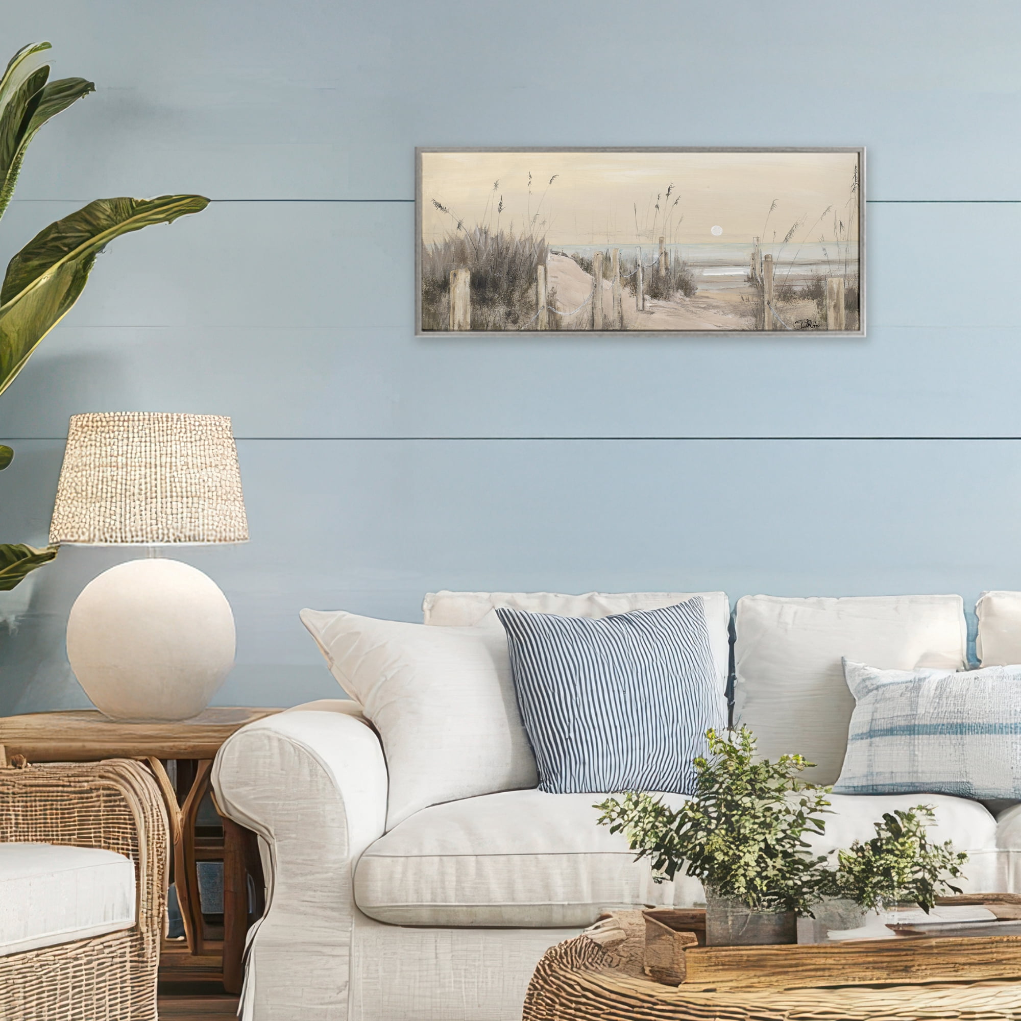 Stupell Industries White Moon Over Ocean Gray Framed Giclee Art, design by Patricia Pinto