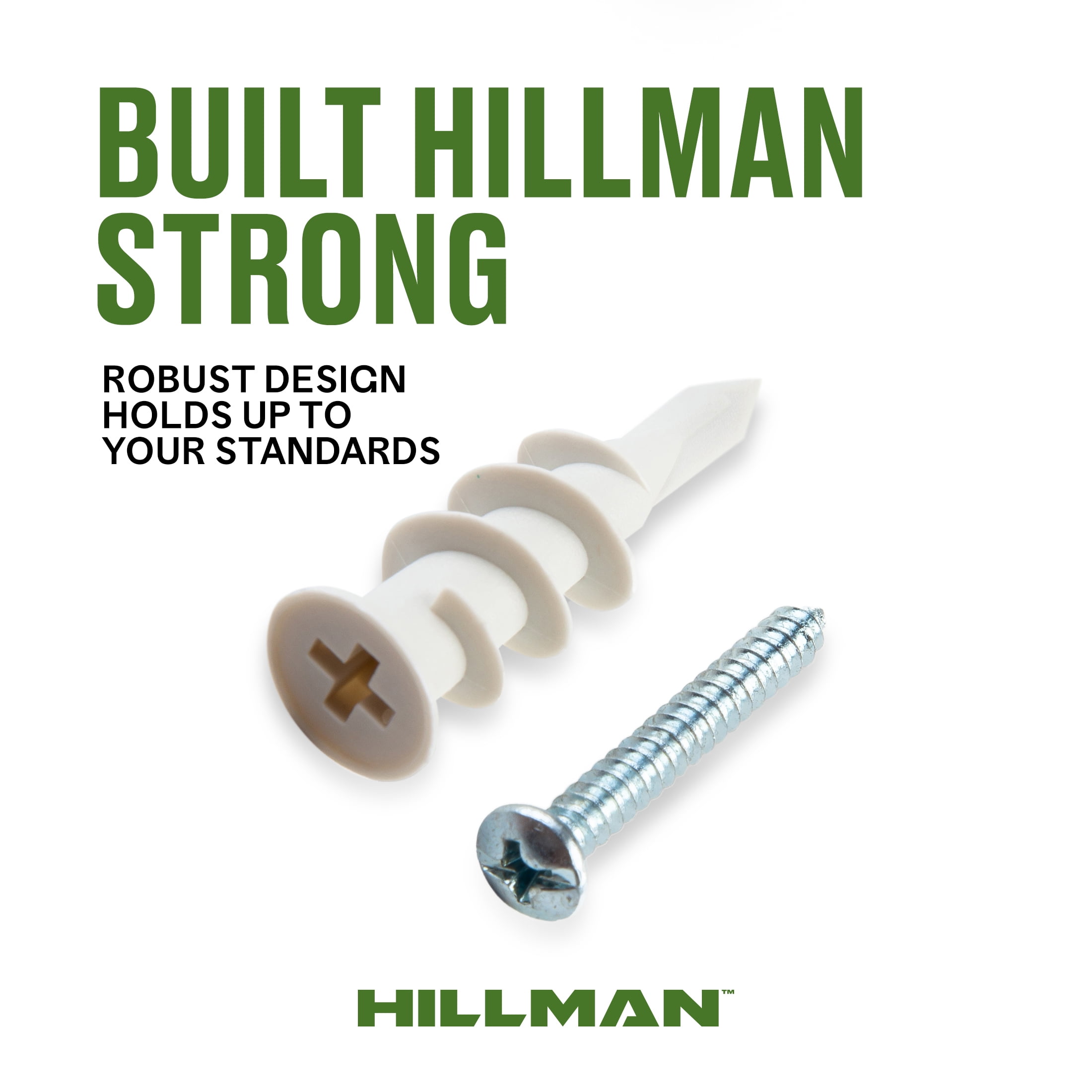 Hillman Drywall Nylon Anchor Screws, Pan Head Phillips Screw, VP Nylon, #8, 75lbs, 8 Sets