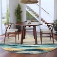 thumbnail image 3 of Round Rugs 5Ft, Teal Gold Coastal Wave Round Area Rug Washable Indoor Throw Carpet, Abstract Oil Painting Ocean Soft Non Slip Circle Rug for Cabinet Bathroom Home Decor Aesthetic, 3 of 8