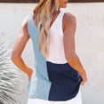 thumbnail image 4 of Blusa de punto sin mangas holgada informal de verano con cuello en V para mujer, chaleco de colores en contraste, 4 of 6